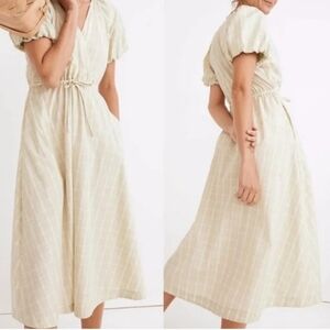 Madewell Plaid Tie-Waist Midi Dress XS